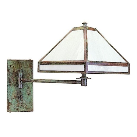 Arroyo Craftsman Pasadena Wall Mount Swing Arm, Without Filigree (Empty), Slate, Rain Mist Glass PSA-1ERM-S